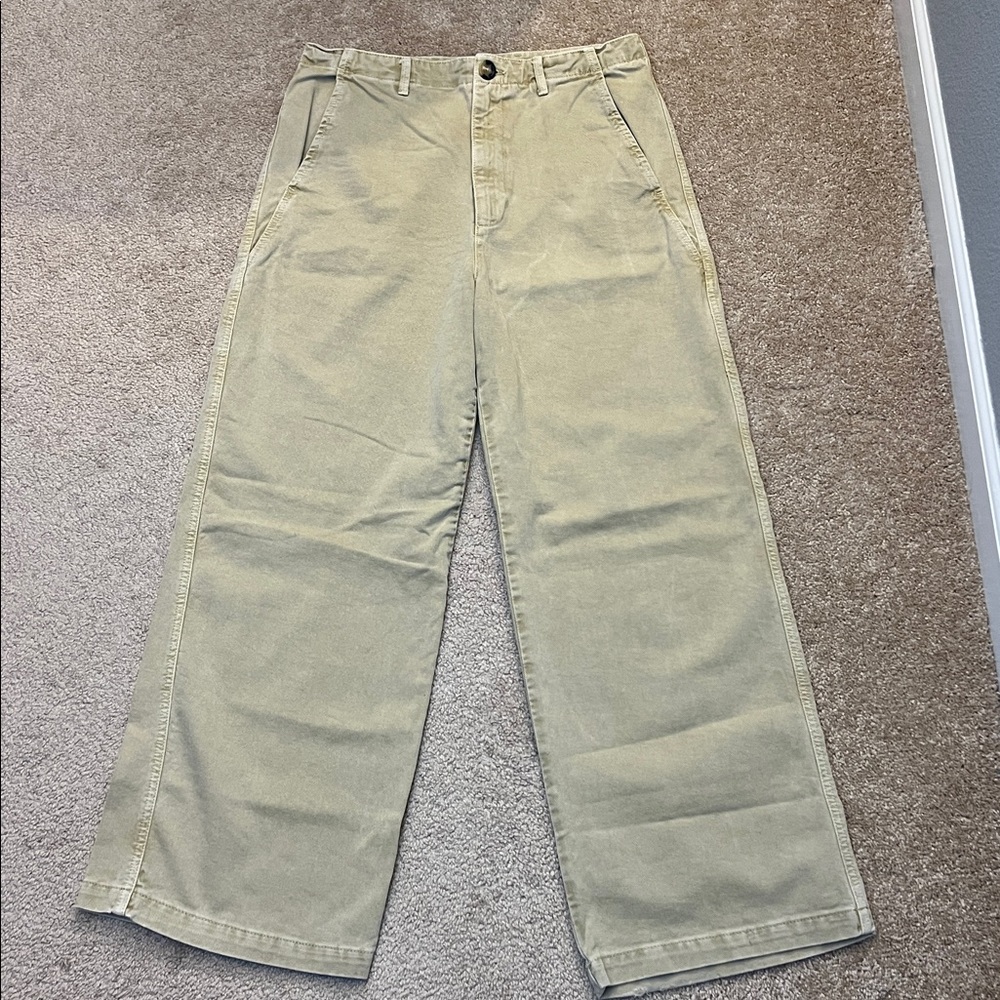 Zara Light Tan Wide Leg Denim Trousers Size 10 - Picture 4 of 14